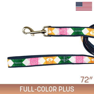 1" X 72" Sublimated Heavy Duty Pet Leash w/ Gold-Colored Hardware