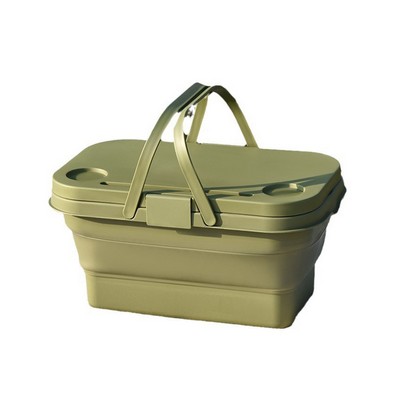 Outdoor Portable Collapsible Picnic Basket With Mini Tray Table