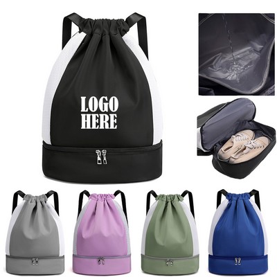 Drawstring Backpack with Mesh Side Pockets
