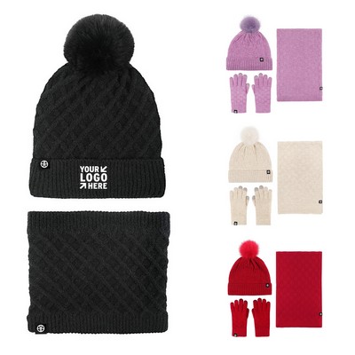 Winter Scarf Hat and Gloves Set