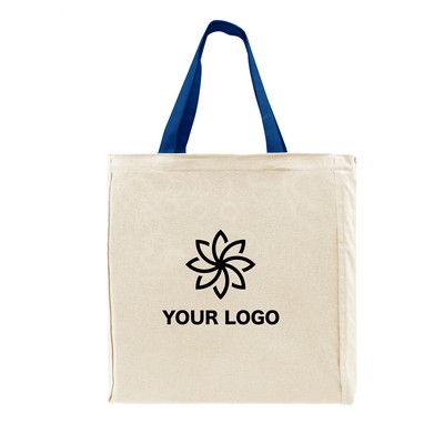 Edged Natural Canvas Zipper Top Tote Bag