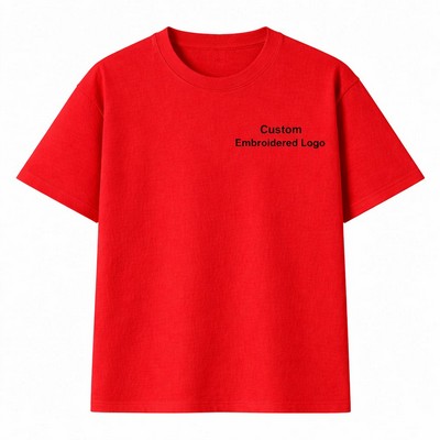 Customizable Embroidered Logo T-shirts 250GSM 100% Cotton
