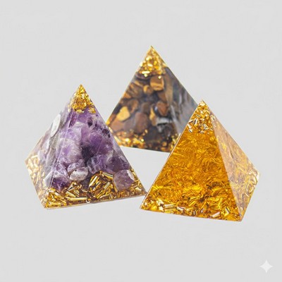 3cm Natural Amethyst Crystal Pyramid Handcrafted Resin Healing Stone Reiki, Meditation, Desk Decor