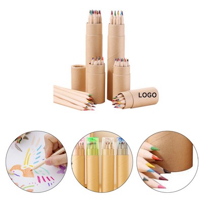 12 Colored Pencils in Paper Cardboard Tube