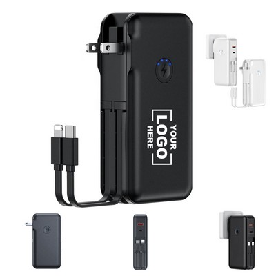 High-Capacity 3-in-1 Power Bank with Built-in Plug