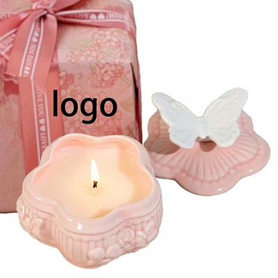 Ceramic Petal-Shaped Fragrance-Scented Candle