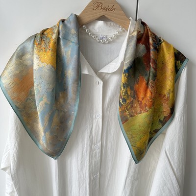 Custom 25" x 25" 100% Mulberry Silk Head Scarf Silk Satin Hair Wrap