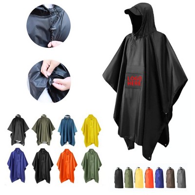 Unisex Adult Waterproof Poncho with Hood and Pocket