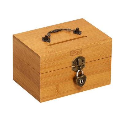 Wooden Vintage Lockable Money Box