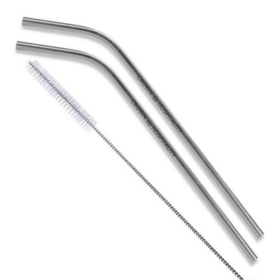 Bent Stainless Steel Straws: Set Of 2" Silver