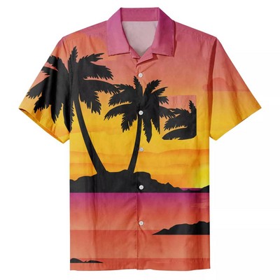 Men's Tropical Print Short Sleeve Hawaiian Shirt – Casual Button-Up