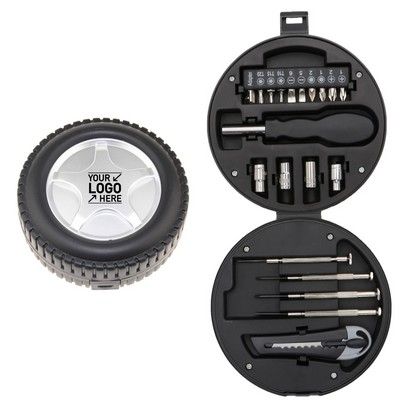Mini Repair Tool Kit in Tire-Shaped Case