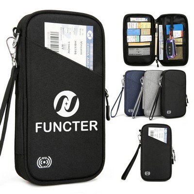 RFID Blocking Passport Wallet | Water-Resistant Oxford Cloth Travel Organizer
