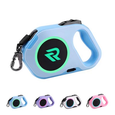 Retractable Dog Leash with LED Logo – 5M Adjustable Nylon Leash