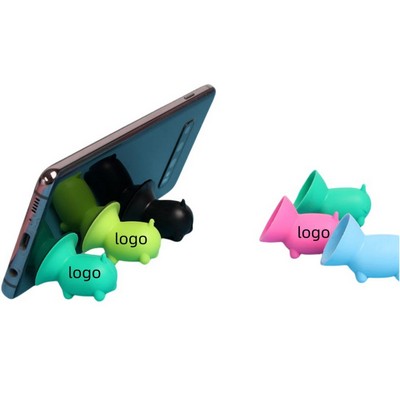Cute Pig-Shaped Silicone Suction Cup Phone Holder Stand