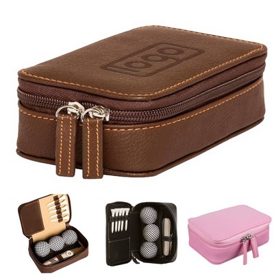 Genuine Leather Golf Ball Accessory Storage Bag