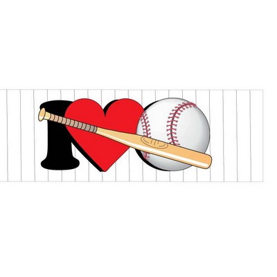 I Love Baseball w/ Bat Panoramic Metal Photo Magnet (1 5/8"x4 5/8")