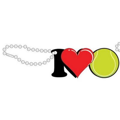 I Love Tennis Promotional Key Chain w/ Black Back (6 Square Inch)