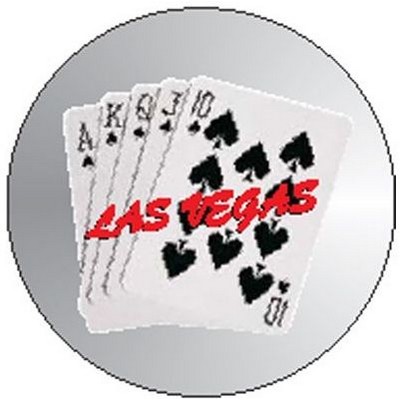 Spades Royal Flush Round Badge w/ Bar Pin (2 1/2" Diameter)