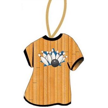 Bowling Strike Promotional T-Shirt Ornament w/ Black Back (4 Square Inch)