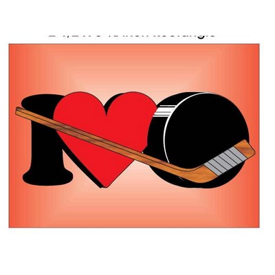 I Love Hockey Rectangle Badge w/ Bar Pin (2 1/2"x3 1/2")