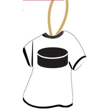 Hockey Puck T-Shirt Promotional Ornament w/ Black Back (4 Square Inch)