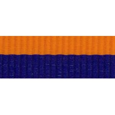"V" Neck Ribbon - Blue/Orange - Snap Clip - 1-1/2" Wide x 32" Long