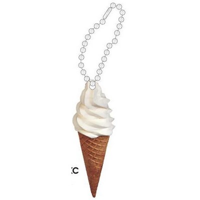 Ice Cream Cone Promotional Key Chain w/ Black Back (6 Square Inch)
