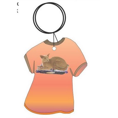 Oriental Shorthair Cat T Shirt Keychain w/Mirror Back (4 Square Inch)
