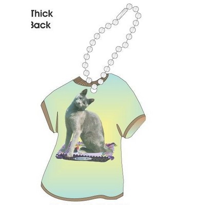 Russian Blue Cat Promotional T Shirt Keychain w/ Black Back (4 Square Inch)