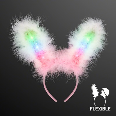 Light Up Bunny Ears Headband Pink and White - BLANK