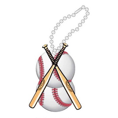Baseballs & Bats Promotional Key Chain w/ Black Back (10 Square Inch)