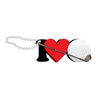 I Love Golf Promotional Key Chain w/ Black Back (10 Square Inch)