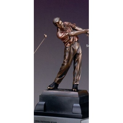 Golfer Swinging Club Trophy w/Rectangle Base (8.5"x14")