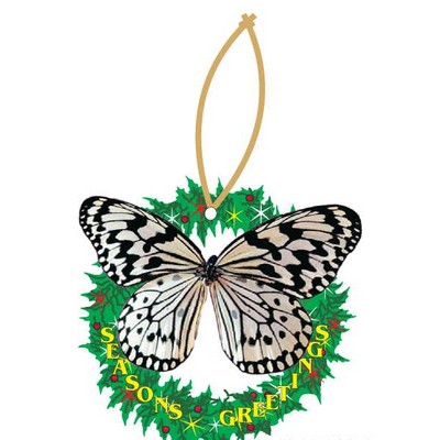Black & White Butterfly Wreath Ornament w/ Black Back (10 Square Inch)