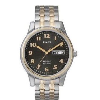 Timex® Elevated Classics Dress Expansion Watch w/ Black Dial & Gold Numbers