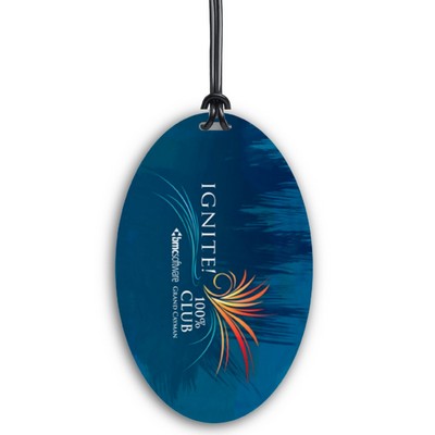 Full Color Write On Tag w/ Flexible Plastic Loop Strap (Oval 3.5"x5.5")