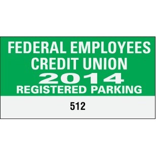 White Reflective Rectangle Parking Permit Decal (4 1/4"x 2 1/4")
