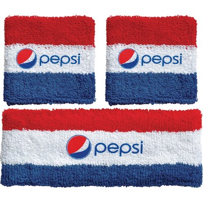 Made in the USA Striped Retro Heavyweight Headband/Wristband Set w/Heat Transfer