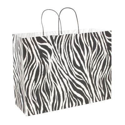 Zebra Print Kraft Shopping Bag (16"x6"x13")