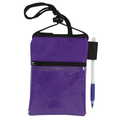 Dual Zipper Pocket Badge Holder/ Passport Pouch