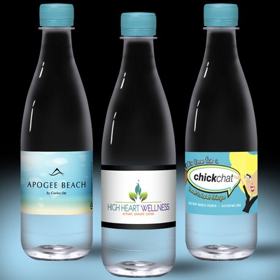 16.9 Oz. Spring Water Full Color Label, Clear "Glastic" Bottle w/Berry Blue Cap