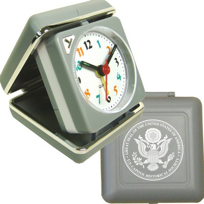 Closable Folding Travel Alarm Clock with Snooze (Gray)