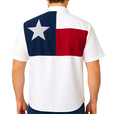 Mens Texas Flag Tall Fishing Shirt Cotton Poly Short Sleeve