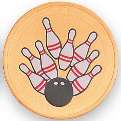 2" Bowling Embossed Litho Printed Medallion Insert Disc