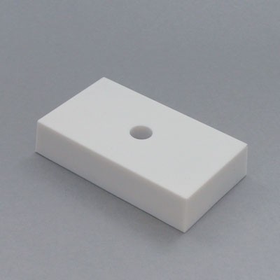White Plastic Rectangular Trophy Base w/Single Mounting Hole (3" x 1¾")