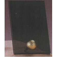 Smoked Glass Plaque Award w/Gold Flag Accent & Gold Plastic Mounts (5"x7.5")