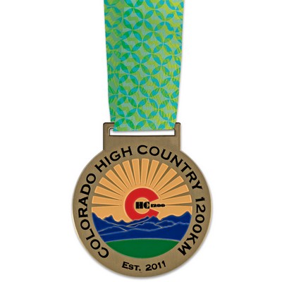 HS Medal w/Custom Printed Looped Millennium Neck Ribbon (2½")