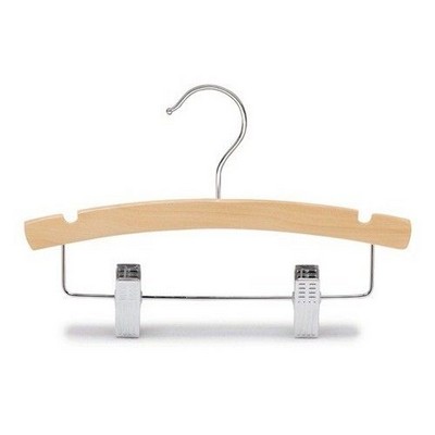 10" Natural Wooden Baby Hanger w/Clips