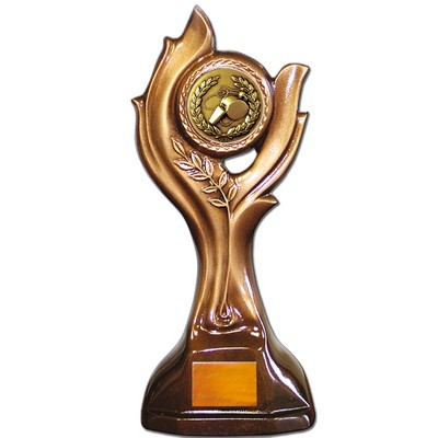 Stock 12" Victory Trophy With 2" Wrestling Coin and Engraving Plate